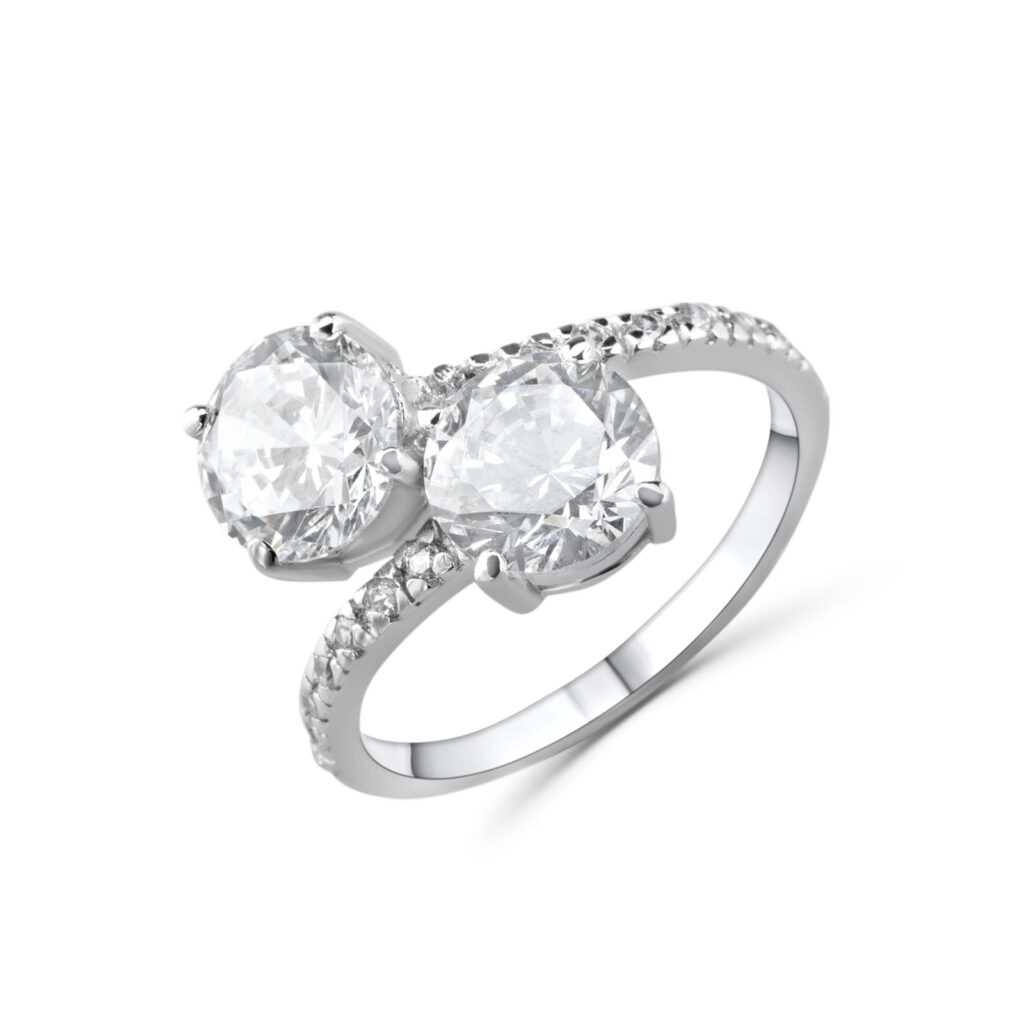 Collana Con Ciondolo Due Pietre Zirconi 1.50 Ct | Argento 925 Fatto A Mano USA