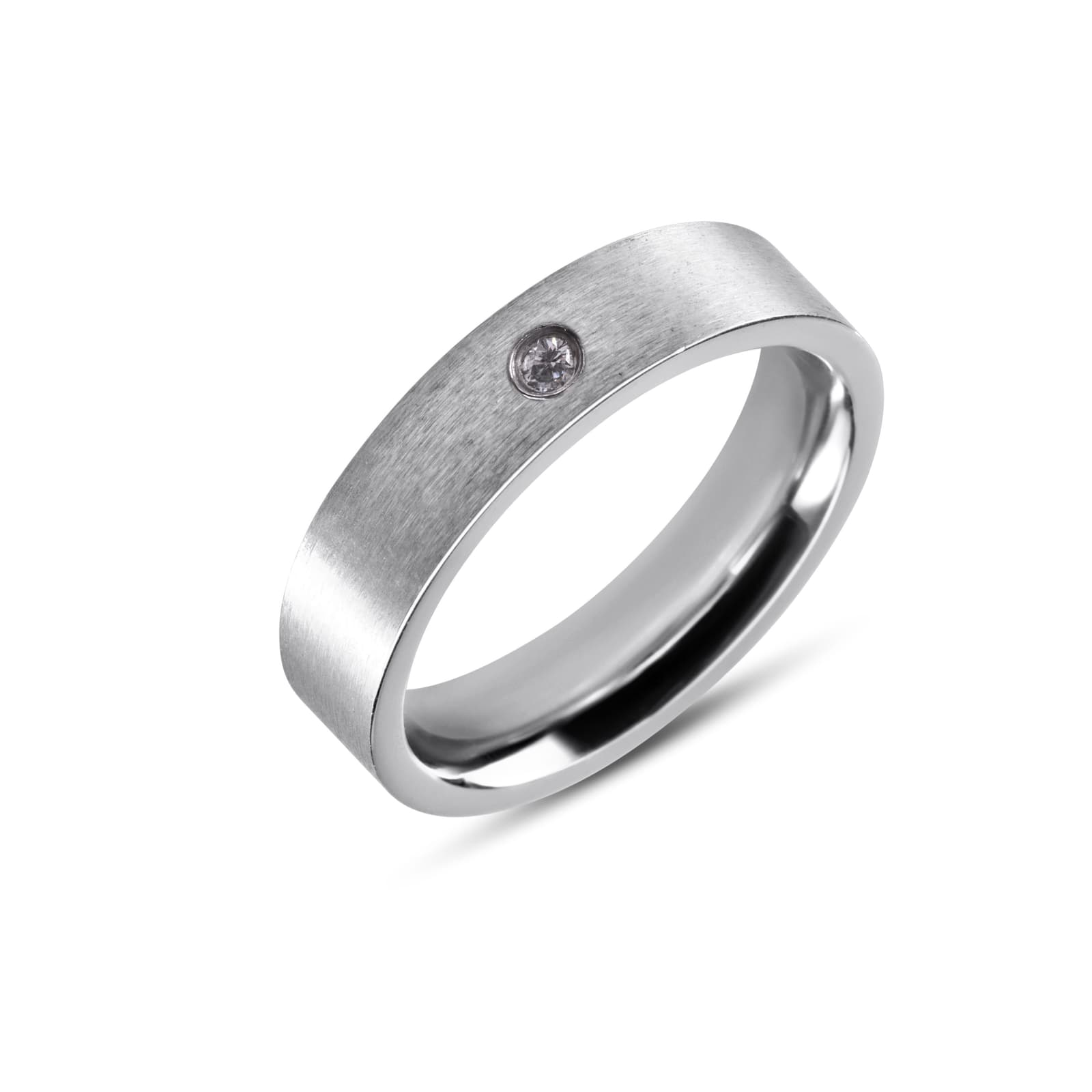 Anello Fedina Satinata con Pietra