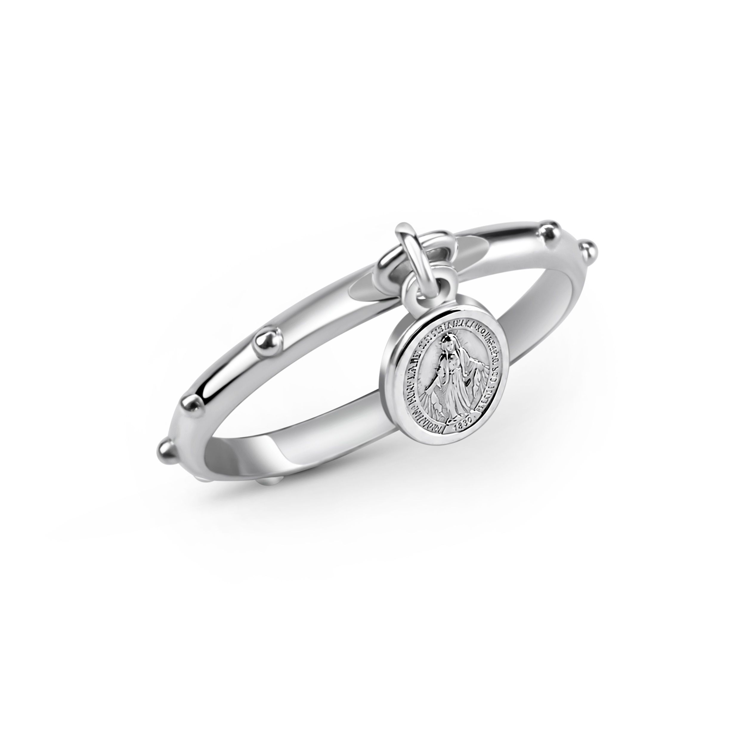 Anello con medaglietta Madonna Miracolosa in argento 925 ARS060