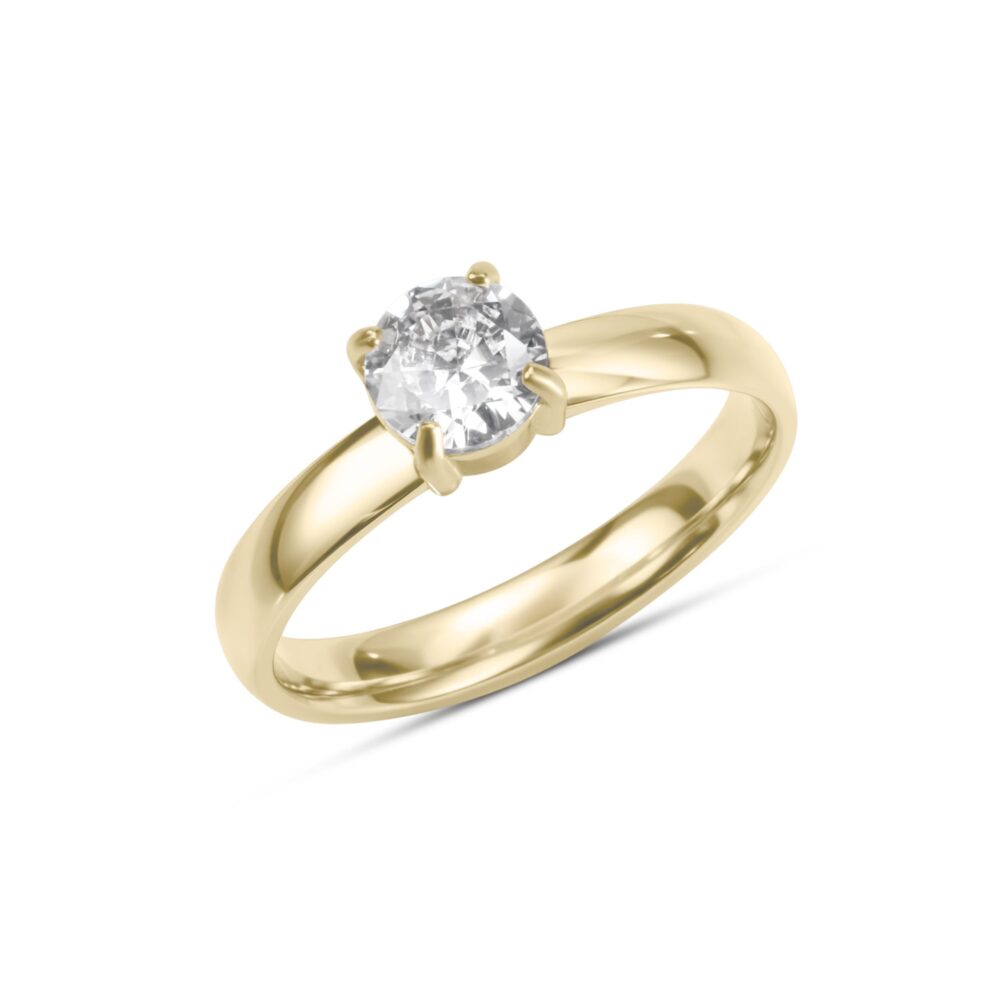 Anello Solitarietto Castone Gold in acciaio 304L AC088