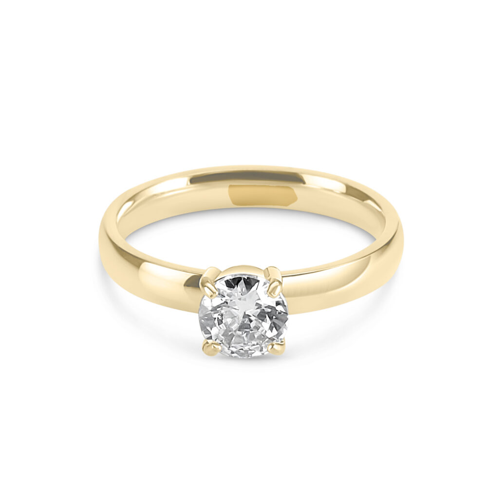 Alternative view of Anello Solitarietto Castone Gold in acciaio 304L AC088