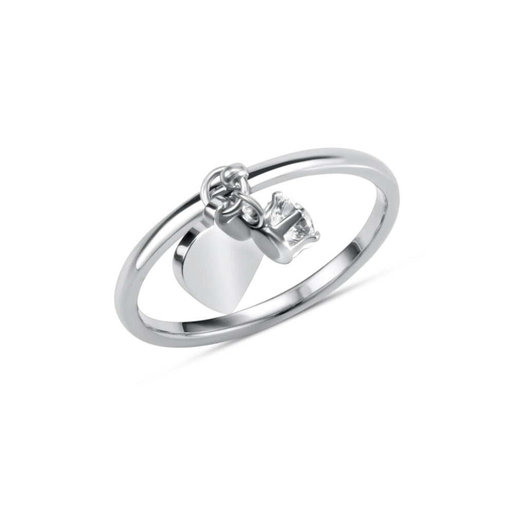 Anello Cuore e Pietra Pendenti in acciaio 304L AC092
