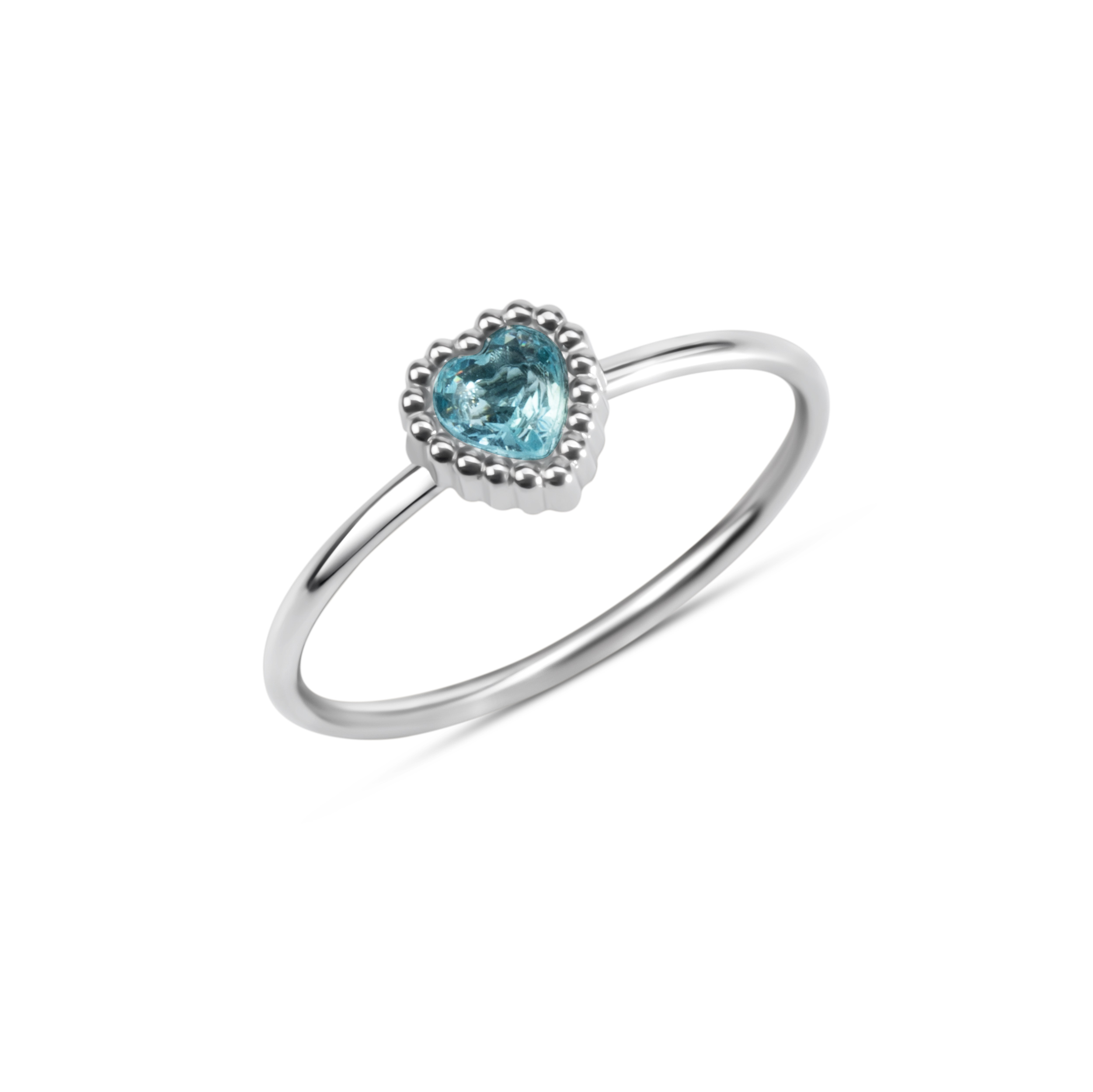 Anello Cuore Azzurro in acciaio 304L AC093