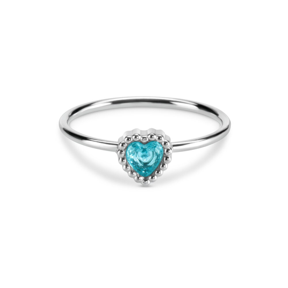 Alternative view of Anello Cuore Azzurro in acciaio 304L AC093