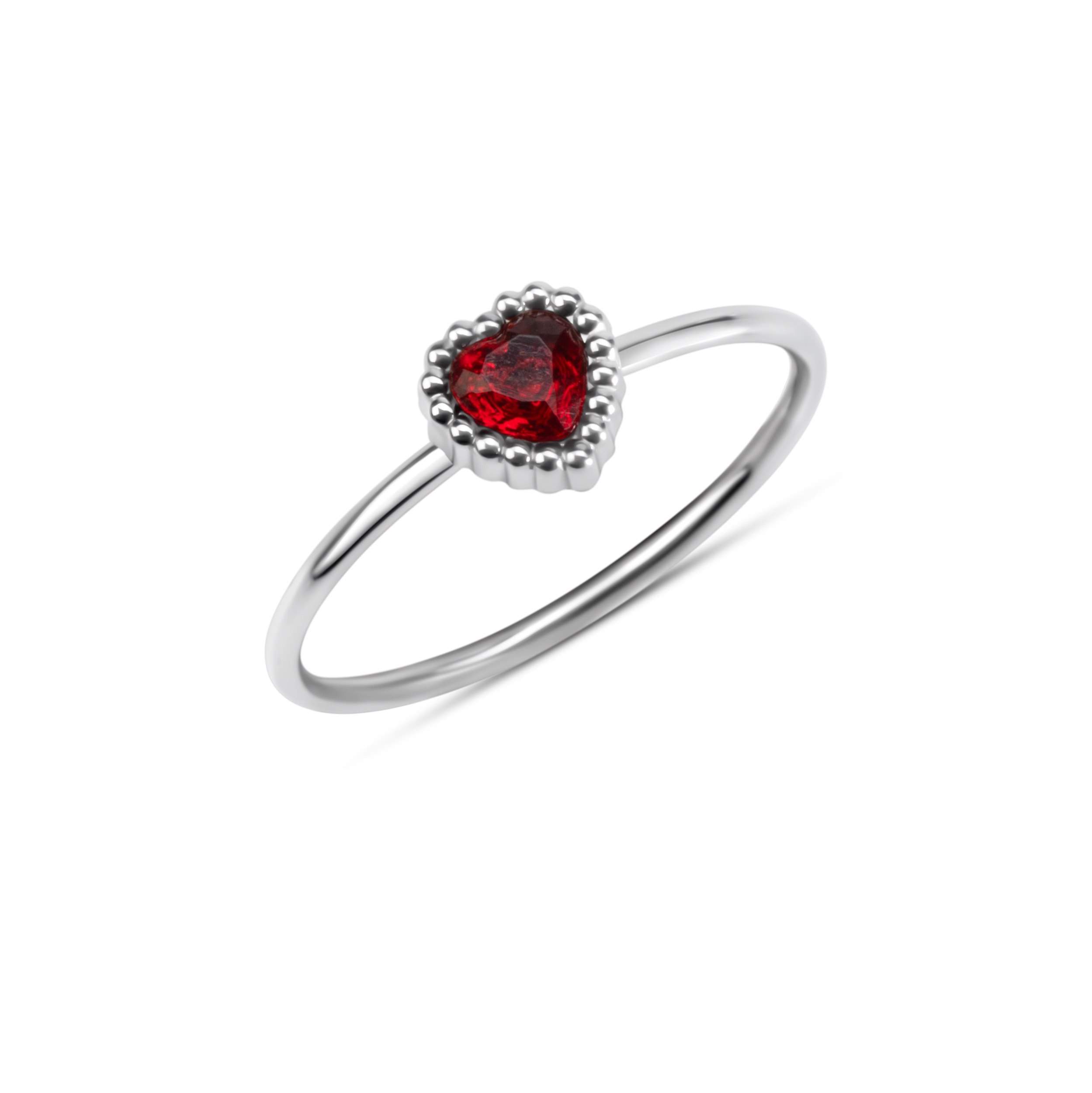 Anello Cuore Rosso in acciaio 304L AC094