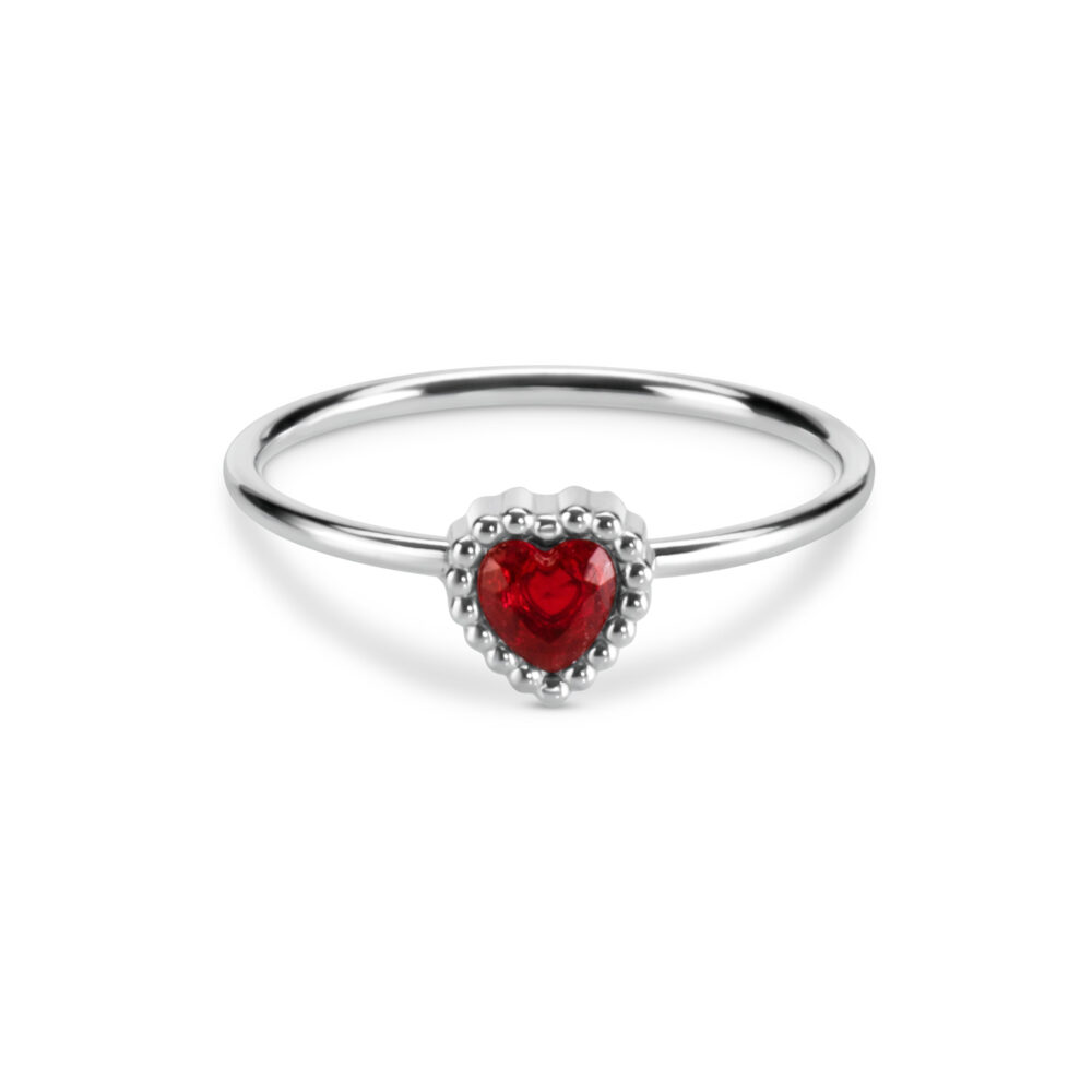 Alternative view of Anello Cuore Rosso in acciaio 304L AC094